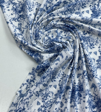Хлопковый трикотаж с принтом toile de Jouy отрез 1 м